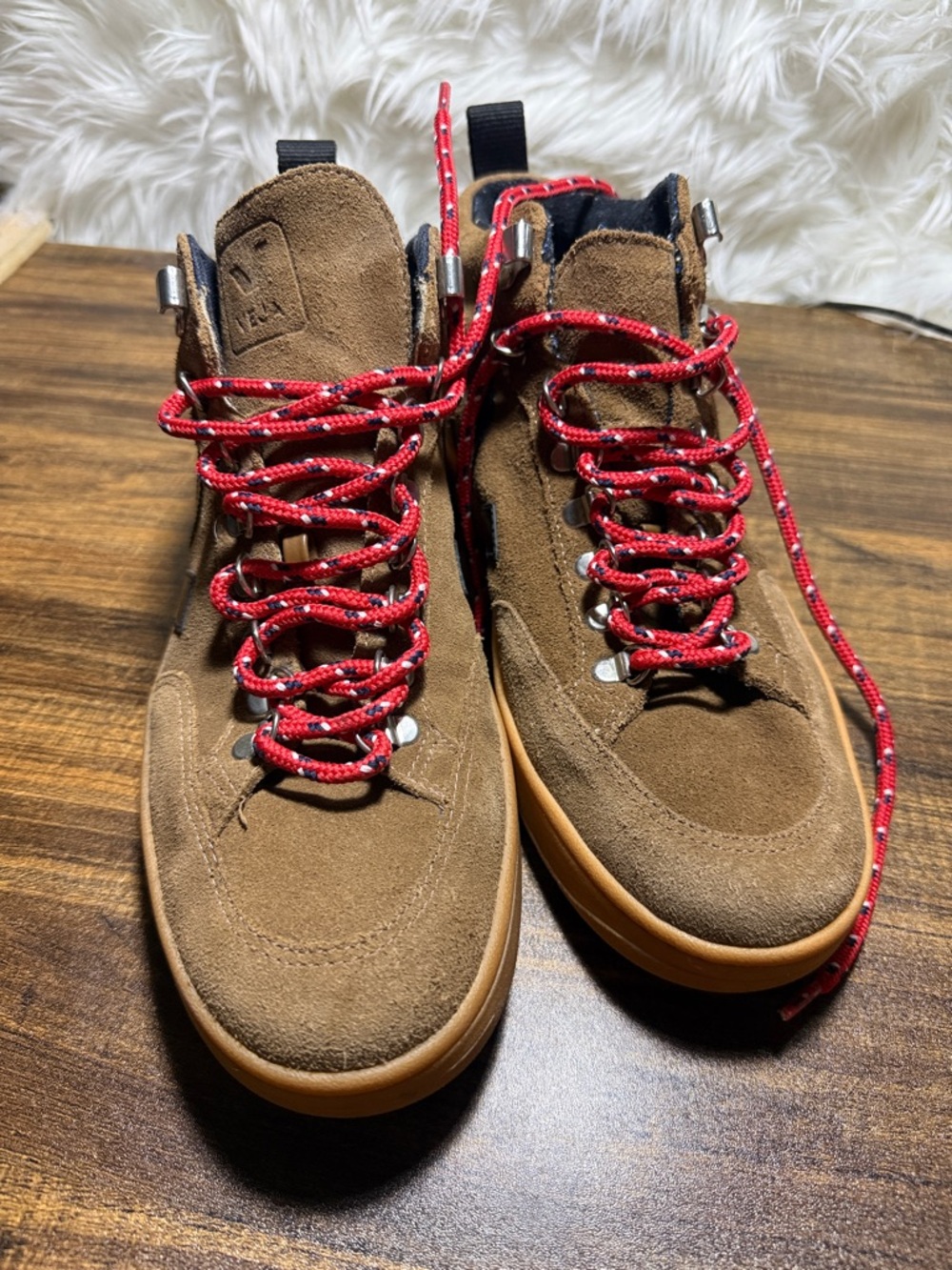 Veja Brown Suede Boots with Red Laces